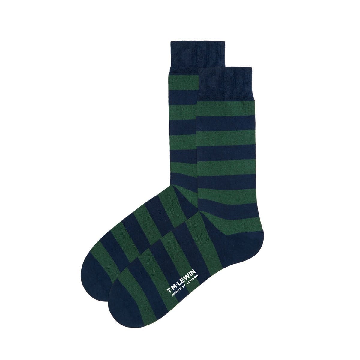 SOCKS BLOCK STRIPE NAVY GREEN