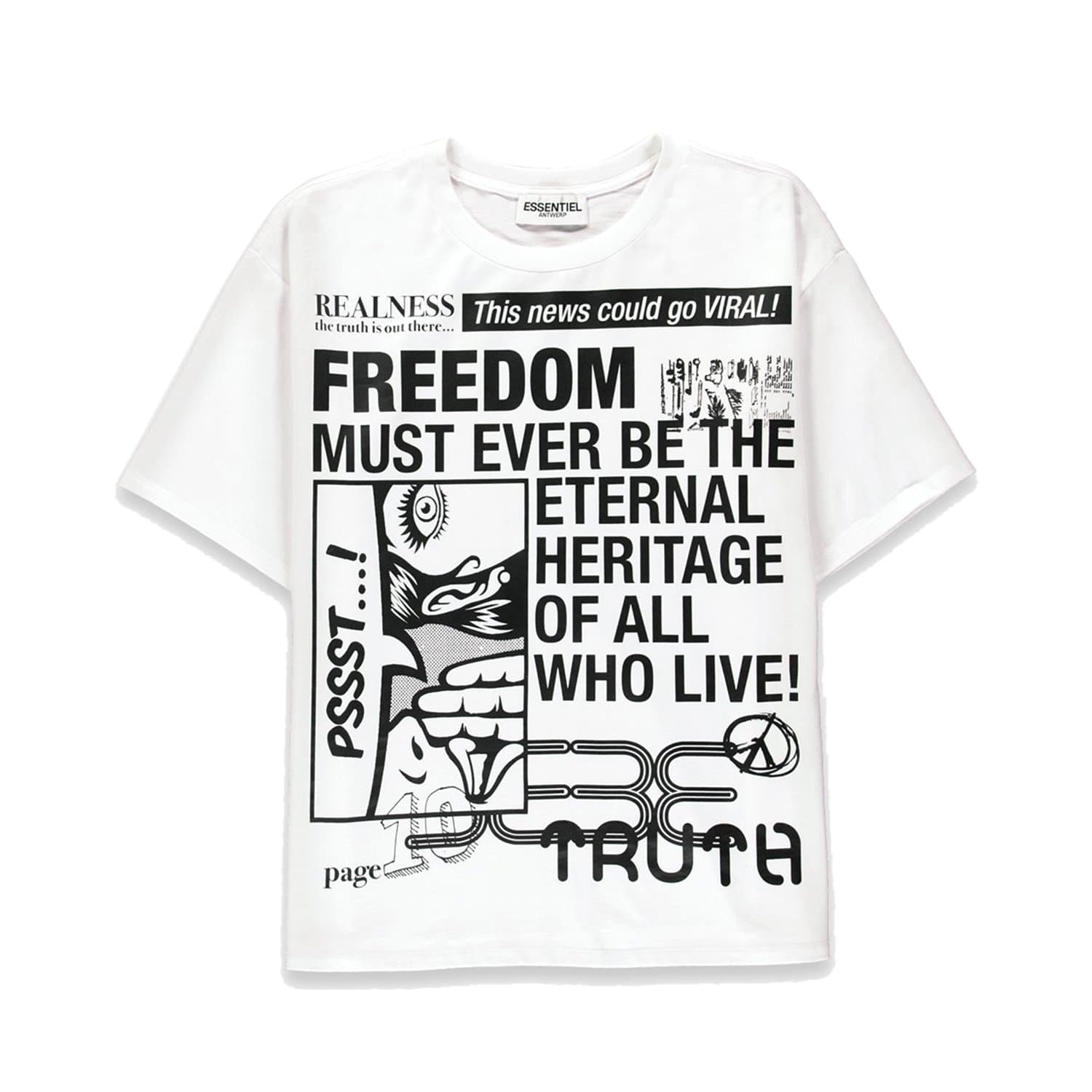 Essentiel Antwerp Vews Printed T-Shirt - White - VEWS-WH00-0